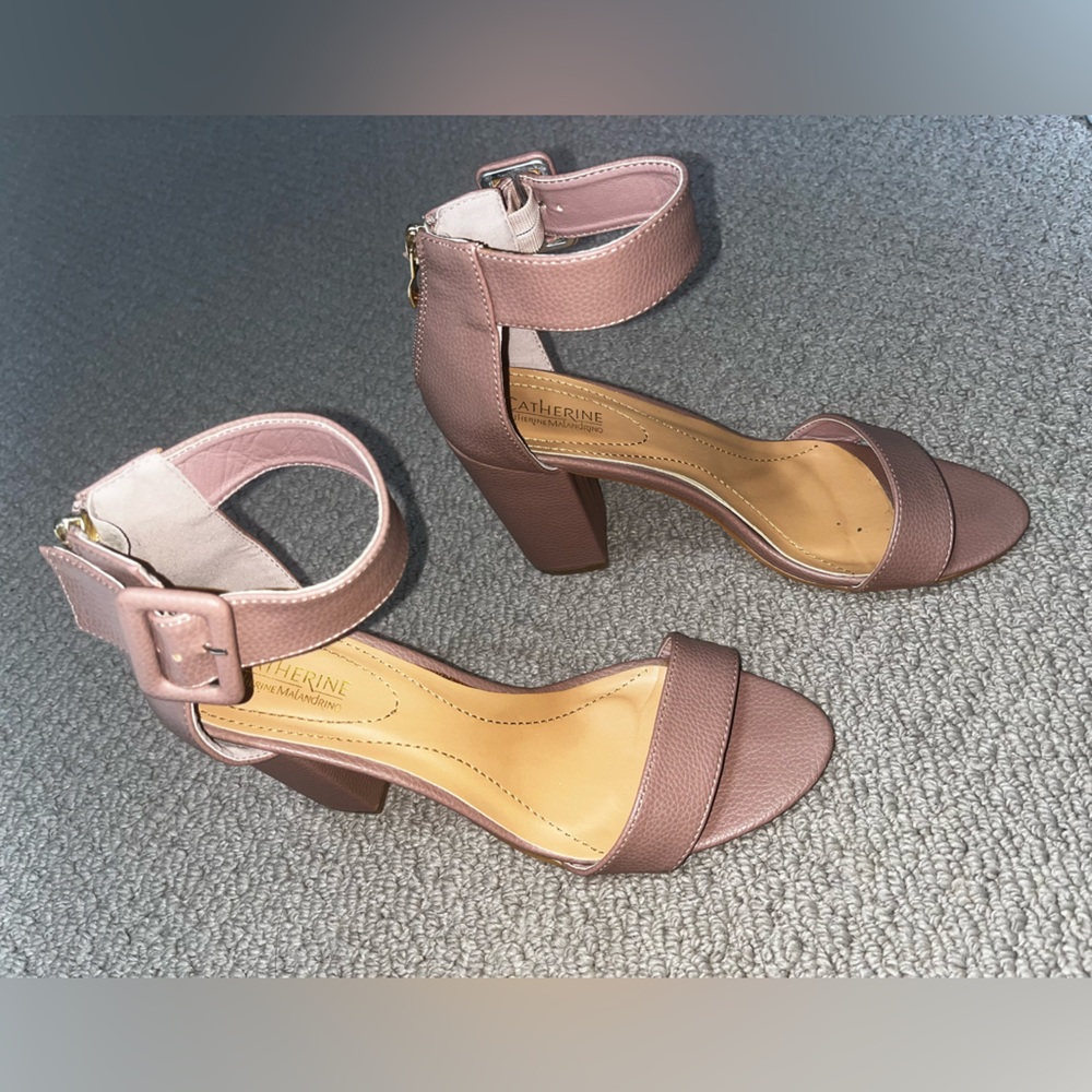 Catherine Malandrino Pink Heels with Chunky Wooden Heel